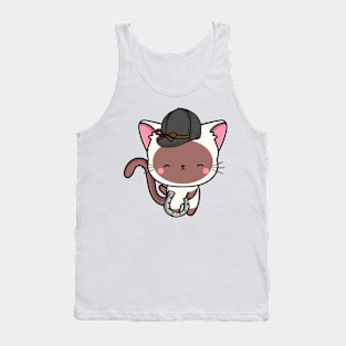 Funny white cat is ready to ride a horse Tank Top